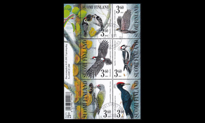 1563-8BL28 o Tikkalintuja blokki Helsinki 12.12.01 (2001)