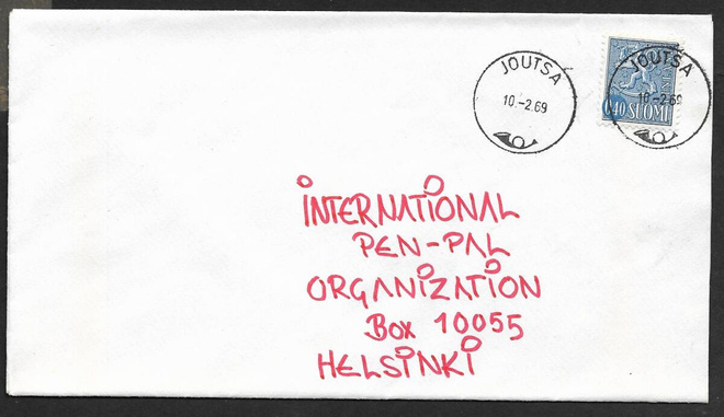 Postilähetys - Yl.m. 0,40mk (LAPE 618) Joutsa 10.2.69