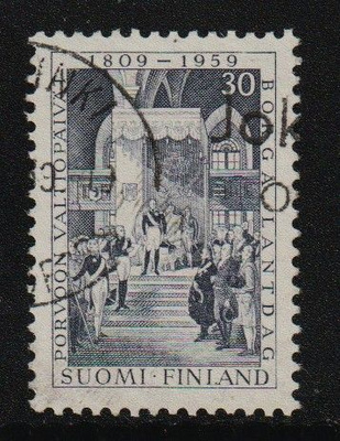 1959 30mk Porvoon valtiopäivät-merkki leimattuna