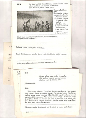Koulu, ainekirjoitus, kortit 2 x 30 kpl. , noin 1940 lukua.