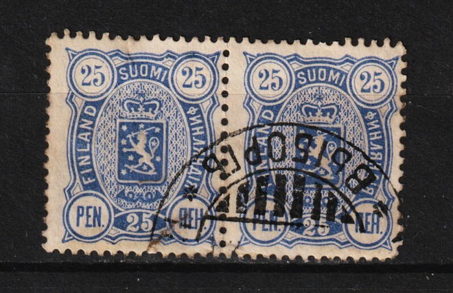 1895 25p Vaakunamerkki pari leimattuna