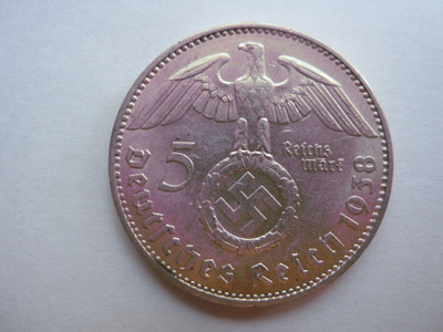 Natsi-Saksa 5 Reichsmark 1938 Paul von Hindenburg