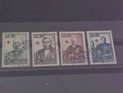 1938 PUNAINEN RISTI SARJA LEIMATTUNA, LAPE 204-207