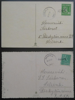 Pp-leimoja HIISIÖ (Mankala) 2 kpl, 1953 ja 1960