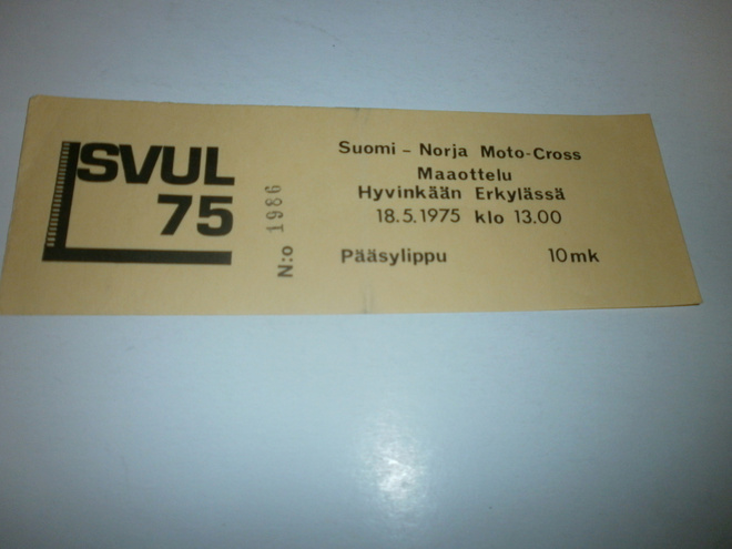 Hyvinkää 1975, Suomi - Norja Moto-Cross maaottelu, lippu