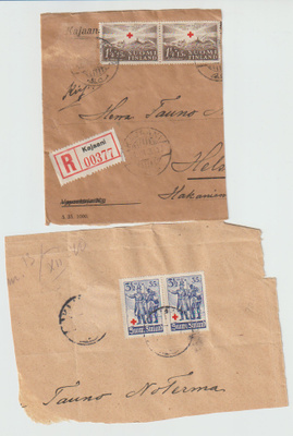 Postilähetykset, 2 kuoren leikettä, huom postimerkit