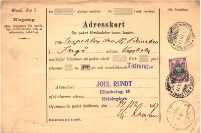 ADRESSK. HELSINKI -INGÅ