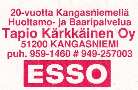 Kangasniemi, Tapio Kärkkäinen Oy ,  ESSO   1/9