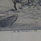 Hiilipiirros H. Reiman -56  Sysmä  ranta + vene - pikkukuva 3