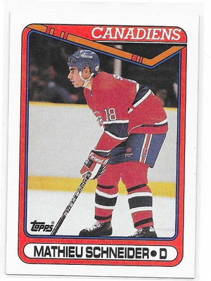 1990-91 Topps #372 Mathieu Schneider Montreal Canadiens RC