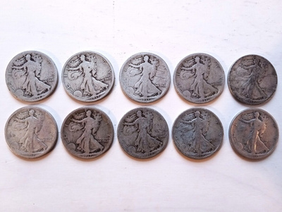 Hopeisia vuoden 1917 puolidollareita 10 kpl