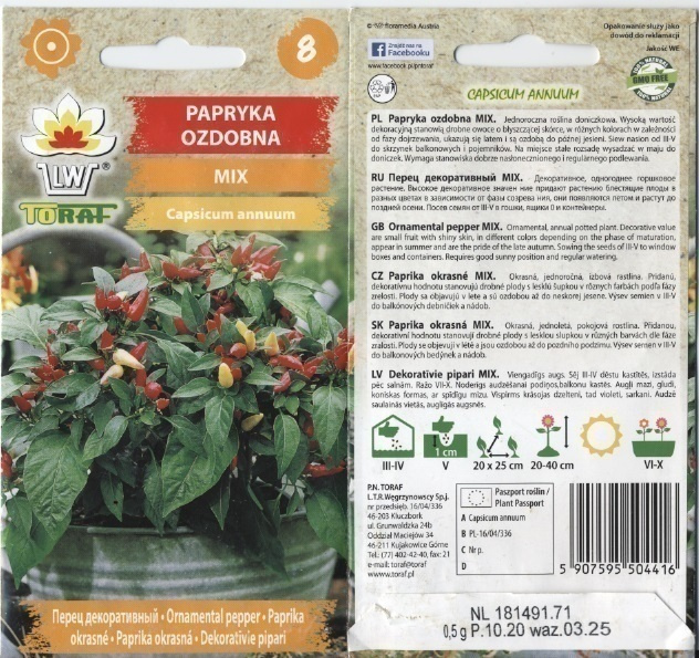 Koristepaprika Mix - siemenet HUOM PÄiVÄYS! ALE -50%#