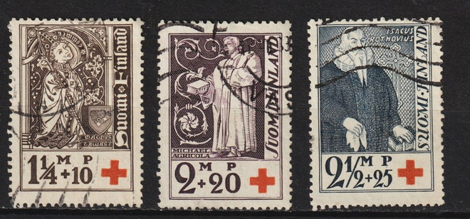 1933 Punaisen Ristin merkkisarja leimattuna