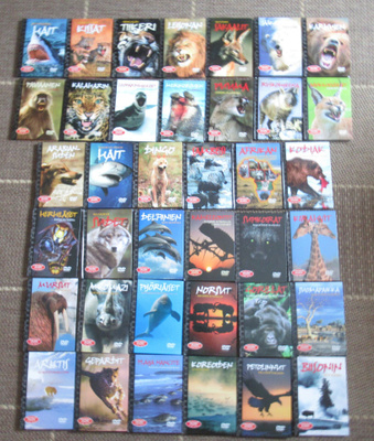 32 kpl: paketti eläin-dvd:t + kirjaset