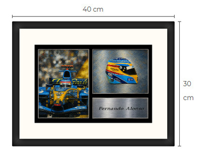 Uusi Fernando Alonso F1 art print kehystetty 30 cm x 40 cm
