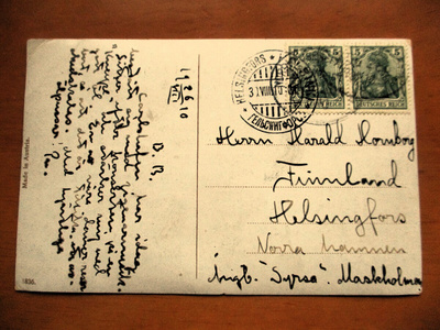 1910 Saksa kortti höyrylaivalla Matosaareen Hkiin