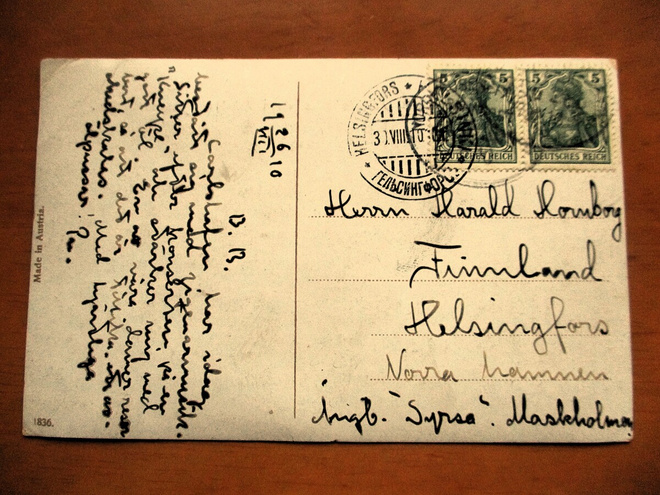 1910 Saksa kortti höyrylaivalla Matosaareen Hkiin