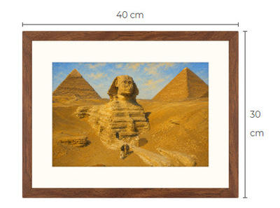 Uusi Pyramidi ja sfinksi art print kehystetty 30 cm x 40 cm