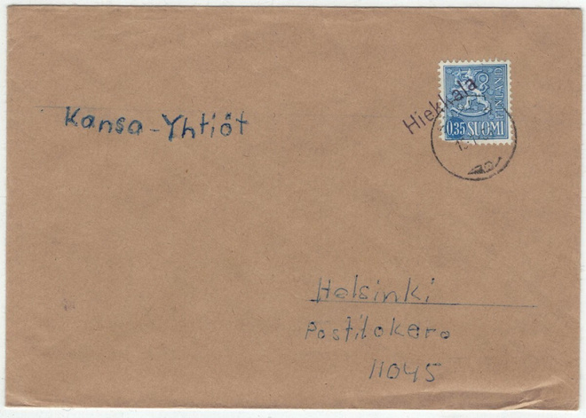 Hiekkala rivileima kirjeellä 1963