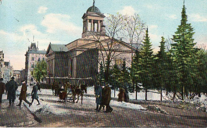 Vanha postikortti-Helsinki Vanha kirkko