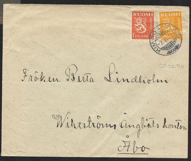 Postil. Yl. m. 1+0,50mk (LAPE 148+150) Kimito-Kemiö 2.2.1931