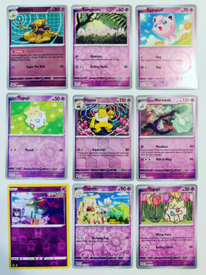 Pokemon Reverse Holo kortteja 9kpl