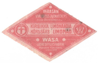 VANHA JUOMA ETIKETTI - KIRSIKKA LIMONAADIA WAASA (K13-S60)