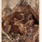 Vanha kortti, Anton Pieck, saamelaista elämää, v. 1952 - pikkukuva 1