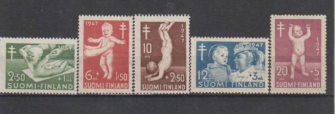 1947 Tuberkuloosi- merkkisarja leimaamattomina**