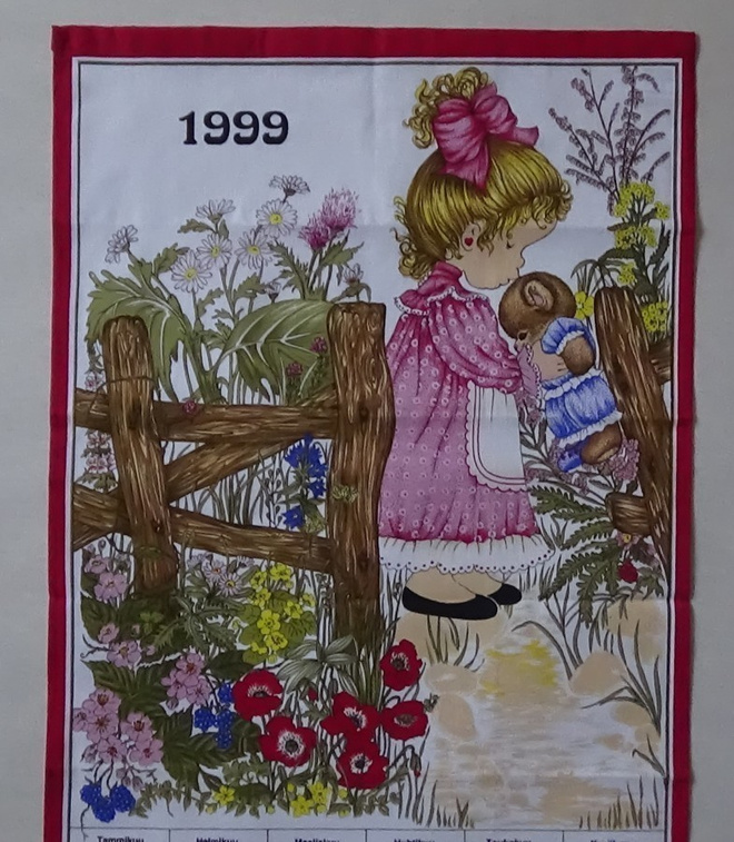 Kalenteripyyhe vuosi 1999 erittäin siisti