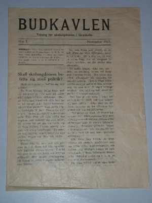 Budkavlen N:o 3 November 1917 Grankulla skolblad Håkan Mörne