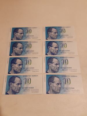 Paavo Nurmi 10 mk seteleitä sileitä (pääosin)