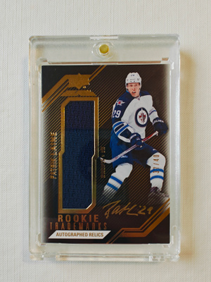 Patrik Laine 16-17 UD Black Rookie Trademarks AU Relics /40