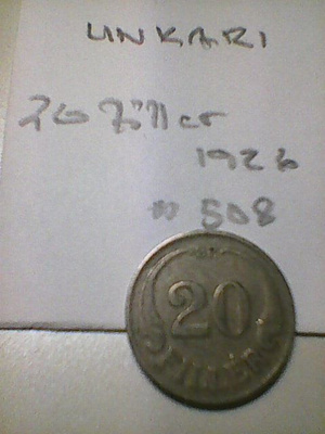 Unkari 20 filler 1926, km#508