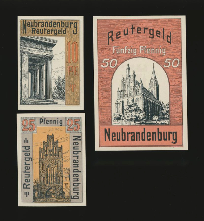 Saksa Notgeld 10, 25, 50 Pfg, Neubrandenburg 1922