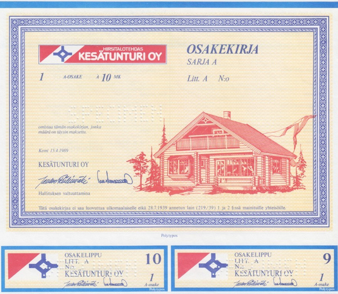 OKK  1989 Kesätunturi Oy,  Kemi pörssi spec