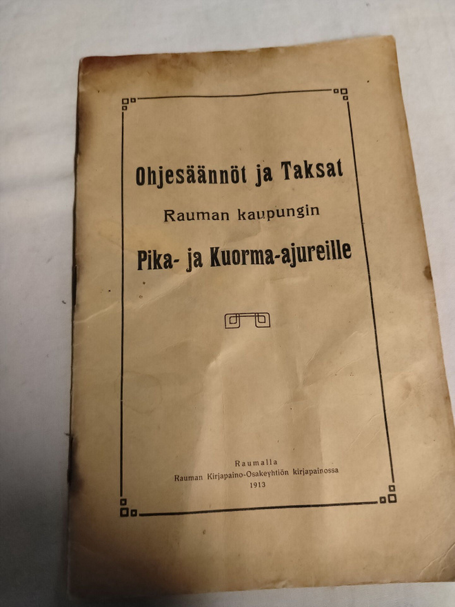 ohjesäännöt ja taksat rauman kaupungin pika ja kuoma ajurei