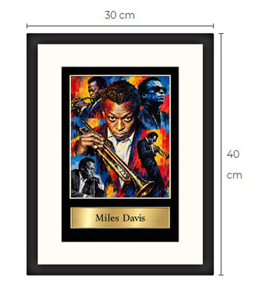 Uusi Miles Davis jazz art print kehystetty 30 cm x 40 cm