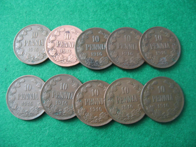 10 kpl 10 penniä - 1916