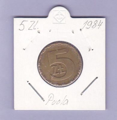 Puola 5 Zlotys v.1984 Y#81.1