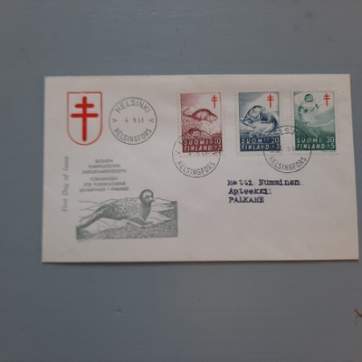 FDC Suomi 1961 TUB teemakuori, kulkenut