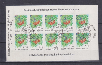 1991 Pihlaja tarrapostimerkkiarkki ep. leimattuna.