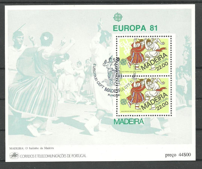 MADEIRA Portugali EUROPA CEPT tanssi blokki 1981 o