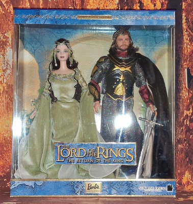 LOTR Aragorn ja Arwen Barbie-nuket (2003) keräilijälle NRFB