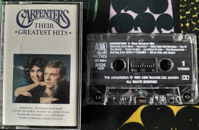 CARPENTERS-THEIR GREATEST HITS -Kasetti, AM RECORDS,v.1973