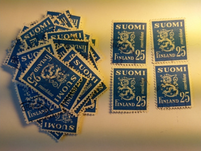Malli 1930 Leijona sininen postimerkki 25 markka