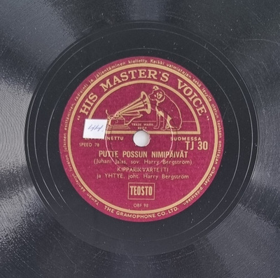 Savikiekko 1953 Kipparikvartetti His Master's Voice TJ 30