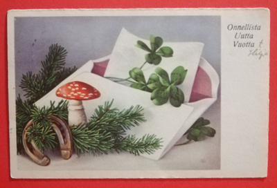 Vanha uudenvuoden kortti kulk. 1939