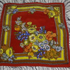 Retro iso kukkahuivi 90 cm  x 90 cm + hapsut - pikkukuva 1