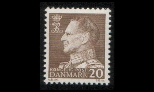 Tanska 390x ** Frederik IX 20 öre X-paperi (1961)